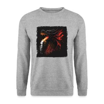 Dragon Dragon Fire Smoke - Unisex Sweatshirt - salt & pepper - Front - Alina (178cm) & Michal (187cm)