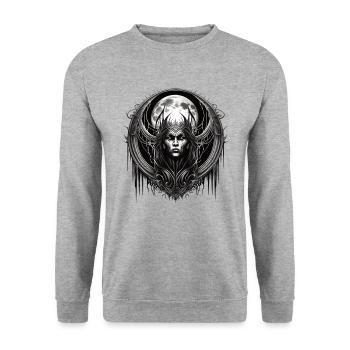 Gothic Dämon Hexe Vollmond Demon Witch Full Moon - Unisex Sweatshirt - salt & pepper - Front - Alina (178cm) & Michal (187cm)