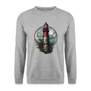 Abandonné Phare Vagues Tempête Perdu place - Sweat-shirt Unisexe - gris chiné - Devant - Alina (178cm) & Michal (187cm)