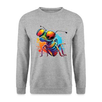 Fourmi avec lunettes de soleil Rainbow Ant lunettes de soleil - Sweat-shirt Unisexe - gris chiné - Devant - Alina (178cm) & Michal (187cm)