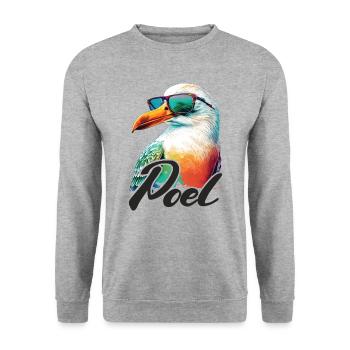 Poel holiday cool colorful seagull with sunglasses - Unisex Sweatshirt - salt & pepper - Front - Alina (178cm) & Michal (187cm)