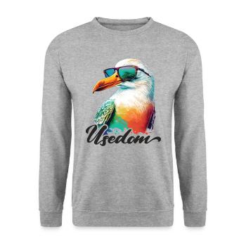 Usedom vacances mouette colorée fraîche avec des lunettes de soleil - Sweat-shirt Unisexe - gris chiné - Devant - Alina (178cm) & Michal (187cm)