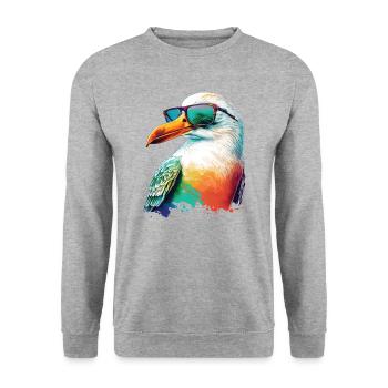 Mouette de couleur fraîche avec lunettes de soleil Vacances d’été - Sweat-shirt Unisexe - gris chiné - Devant - Alina (178cm) & Michal (187cm)