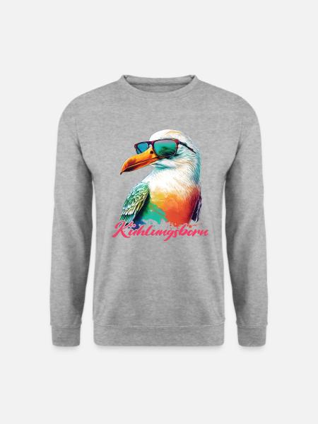 Kühlungsborn Urlaub coole Möwe mit Sonnenbrille - Unisex Pullover - Weißgrau meliert