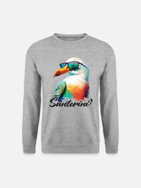 Santorini Griechenland Urlaub Möwe Sonnenbrille - Unisex Pullover - Weißgrau meliert