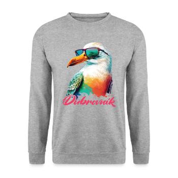 Dubrovnik Croatia Holiday Cool Seagull Sunglasses - Unisex Sweatshirt - salt & pepper - Front - Alina (178cm) & Michal (187cm)