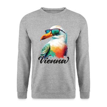 Vienna Austria Holiday Seagull with Sunglasses - Unisex Sweatshirt - salt & pepper - Front - Alina (178cm) & Michal (187cm)