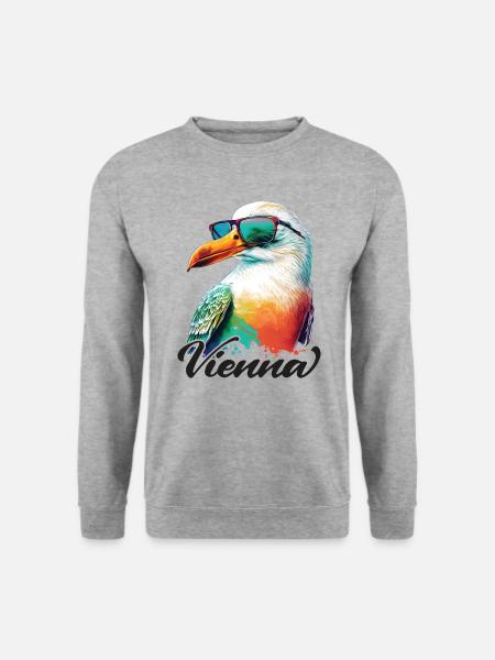 Vienne Autriche vacances Mouette avec lunettes de soleil - Sweat-shirt Unisexe - gris chiné