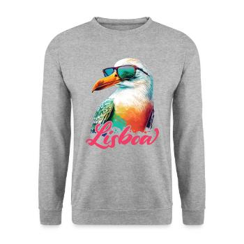Mouette de vacances Lisboa Portugal avec lunettes de soleil - Sweat-shirt Unisexe - gris chiné - Devant - Alina (178cm) & Michal (187cm)