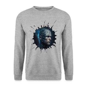 Évolution numérique - Vision future Cyber Human - Sweat-shirt Unisexe - gris chiné - Devant - Alina (178cm) & Michal (187cm)