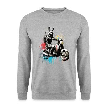 Graffiti lapin sur scooter moto - Sweat-shirt Unisexe - gris chiné - Devant - Alina (178cm) & Michal (187cm)