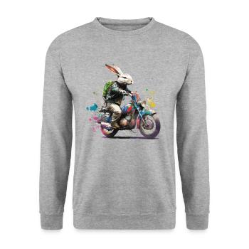 Graffiti lapin sur scooter moto - Sweat-shirt Unisexe - gris chiné - Devant - Alina (178cm) & Michal (187cm)