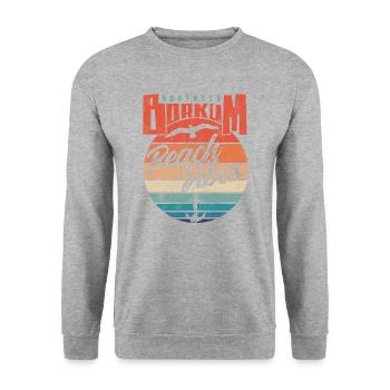 Borkum Northsea Beach Vibes Vintage - Unisex Pullover - Weißgrau meliert - Vorne - Alina (178cm) & Michal (187cm)