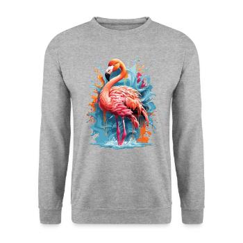 Flamingo Graffiti Water Splash - Unisex Sweatshirt - salt & pepper - Front - Alina (178cm) & Michal (187cm)