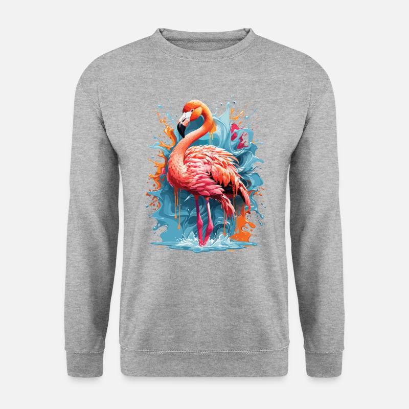 Flamingo Graffiti Water Splash - Unisex Pullover - Weißgrau meliert