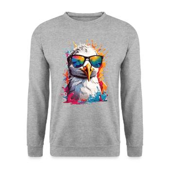 Möwe Sonnenbrille Sommer Urlaub bunt - Unisex Pullover - Weißgrau meliert - Vorne - Alina (178cm) & Michal (187cm)