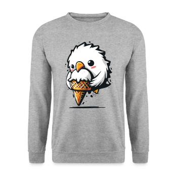 Cute Seagull Steals Ice Cream Thief Thief - Unisex Sweatshirt - salt & pepper - Front - Alina (178cm) & Michal (187cm)
