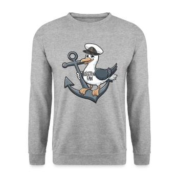 Küstenfan Möwe Anker Matrose Mütze - Unisex Pullover - Weißgrau meliert - Vorne - Alina (178cm) & Michal (187cm)