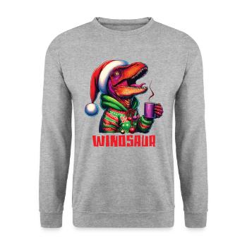 Winosaur Dino Raptor Velociraptor boit du vin chaud - Sweat-shirt Unisexe - gris chiné - Devant - Alina (178cm) & Michal (187cm)