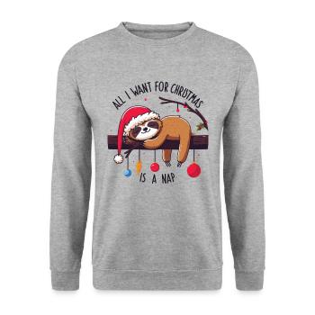 Sloth All I want for Christmas is a nap - Unisex Sweatshirt - salt & pepper - Front - Alina (178cm) & Michal (187cm)