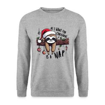 Sloth All I want for Christmas is a nap - Unisex Sweatshirt - salt & pepper - Front - Alina (178cm) & Michal (187cm)