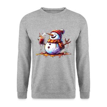 Snowman melts drinks mulled wine Christmas - Unisex Sweatshirt - salt & pepper - Front - Alina (178cm) & Michal (187cm)