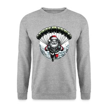 Parachutisme Père Noël Avent Aventure Saut - Sweat-shirt Unisexe - gris chiné - Devant - Alina (178cm) & Michal (187cm)