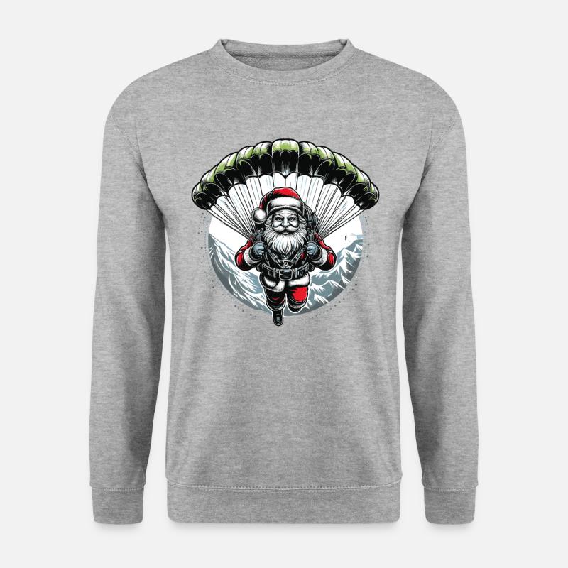 Skydiving Santa Advent Adventure Jump - Unisex Pullover - Weißgrau meliert