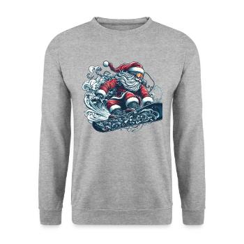 Santa Clause Snowboard Ride - Unisex Pullover - Weißgrau meliert - Vorne - Alina (178cm) & Michal (187cm)