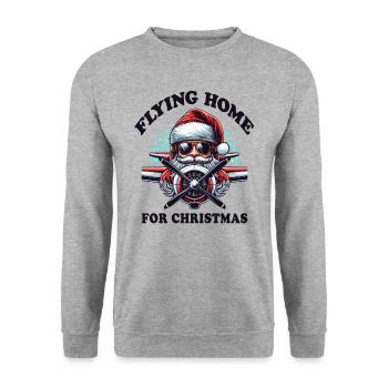 Pilot Santa Flying Home for Christmas Airplane - Unisex Sweatshirt - salt & pepper - Front - Alina (178cm) & Michal (187cm)