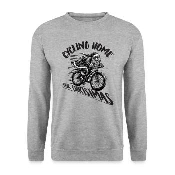 Santa Clause Cycling home for Christmas - Unisex Sweatshirt - salt & pepper - Front - Alina (178cm) & Michal (187cm)