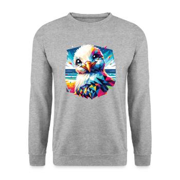 Polygon Möwe Sommer Urlaub bunt - Unisex Pullover - Weißgrau meliert - Vorne - Alina (178cm) & Michal (187cm)