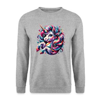 Polygon Unicorn Fairy Tale Magic Horse - Unisex Sweatshirt - salt & pepper - Front - Alina (178cm) & Michal (187cm)