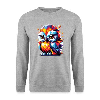 Nachteule Nachtdienst Polygon Vektor Eule - Unisex Pullover - Weißgrau meliert - Vorne - Alina (178cm) & Michal (187cm)