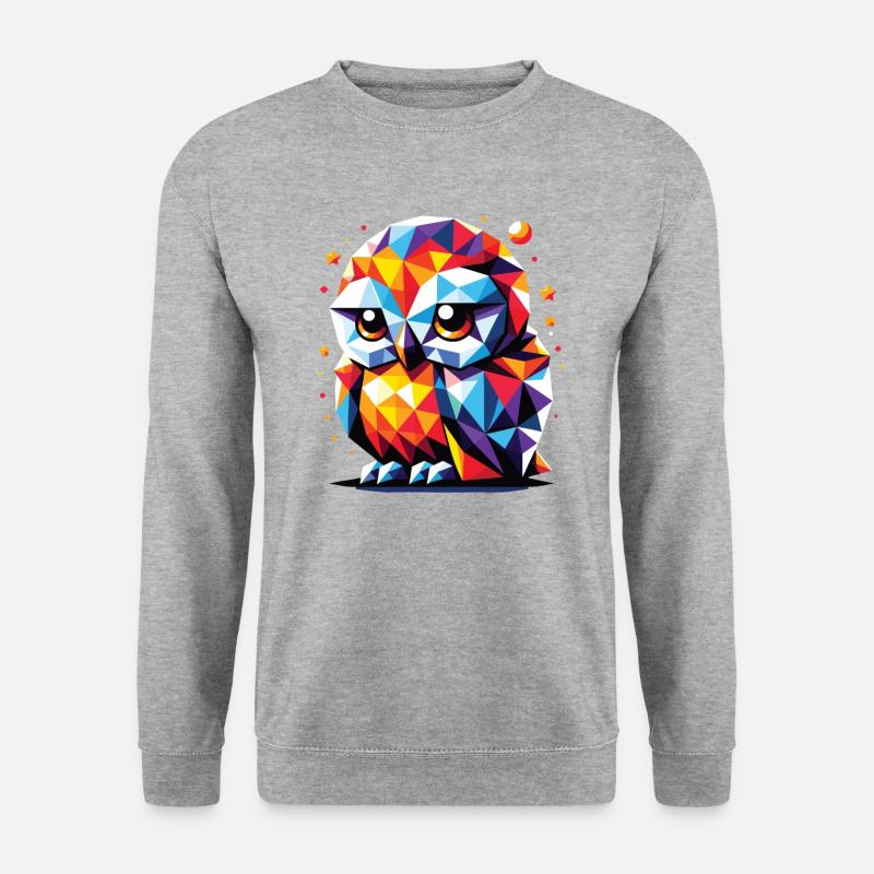 Nachteule Nachtdienst Polygon Vektor Eule - Unisex Pullover - Weißgrau meliert