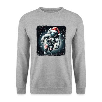 Astronaute Père Noël Polygone Noël - Sweat-shirt Unisexe - gris chiné - Devant - Alina (178cm) & Michal (187cm)
