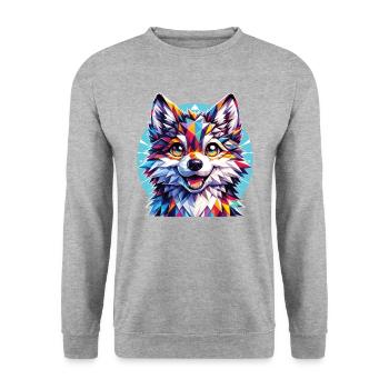 Polygon Wolf Junge - Unisex Pullover - Weißgrau meliert - Vorne - Alina (178cm) & Michal (187cm)
