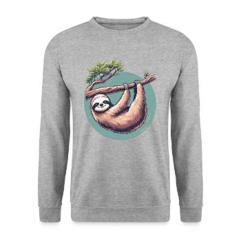 Relaxed sloth serenity at tree - Unisex Sweatshirt - salt & pepper - Front - Alina (178cm) & Michal (187cm)