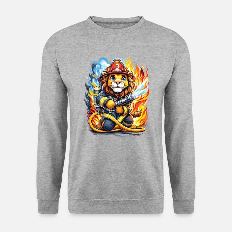 Lion, Firefighter, Firefighter, Flames, Hero - Unisex Sweatshirt - salt & pepper
