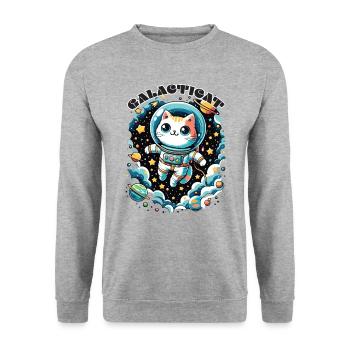 Galacticat Kitten Astronaut Space Cat - Unisex Sweatshirt - salt & pepper - Front - Alina (178cm) & Michal (187cm)