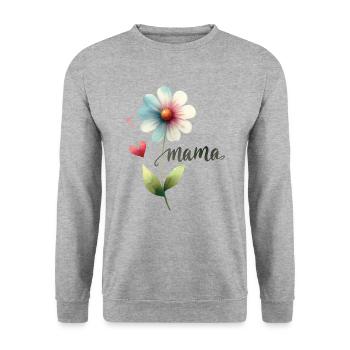 Mom Flower Watercolor Mother's Day Heart Gift - Unisex Sweatshirt - salt & pepper - Front - Alina (178cm) & Michal (187cm)