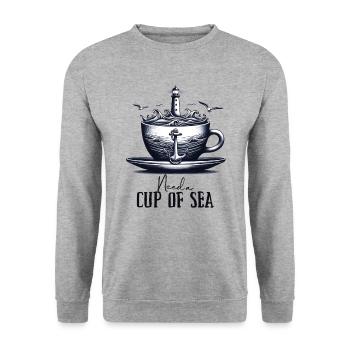Need a cup of sea maritime mug sea lighthouse - Unisex Sweatshirt - salt & pepper - Front - Alina (178cm) & Michal (187cm)