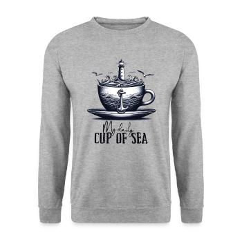 My daily cup of sea - Unisex Sweatshirt - salt & pepper - Front - Alina (178cm) & Michal (187cm)