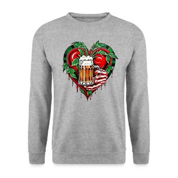 I love beer - Unisex Sweatshirt - salt & pepper - Front - Alina (178cm) & Michal (187cm)