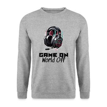 Game On World Off Gamer T-Shirt - Unisex Pullover - Weißgrau meliert - Vorne - Alina (178cm) & Michal (187cm)