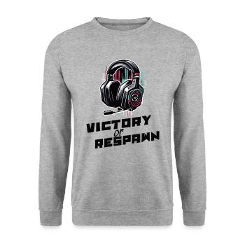 Chemise Victory ou Respawn Gaming Dictons - Sweat-shirt Unisexe - gris chiné - Devant - Alina (178cm) & Michal (187cm)