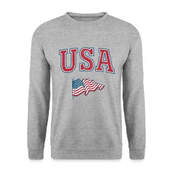 Flagge der USA - Unisex Pullover - Weißgrau meliert - Vorne - Alina (178cm) & Michal (187cm)