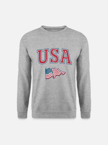 Flagge der USA - Unisex Pullover - Weißgrau meliert