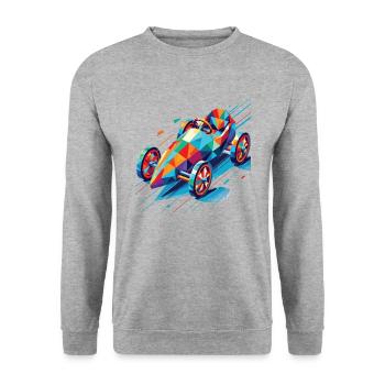 Colorful Soapbox Retro Polygon Racer - Unisex Sweatshirt - salt & pepper - Front - Alina (178cm) & Michal (187cm)