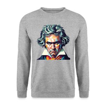 Beethoven Polygon Geometric Art - Unisex Sweatshirt - salt & pepper - Front - Alina (178cm) & Michal (187cm)